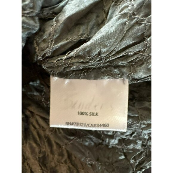 Eileen Fisher 100% Silk Crinkle Textured Button-Down Tunic Top Size L - Picture 4 of 7